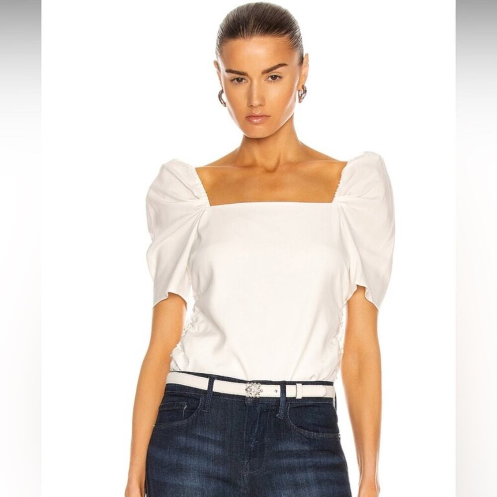 Frame blouse top women's medium Betty white puff sleeve square neck cottagecore